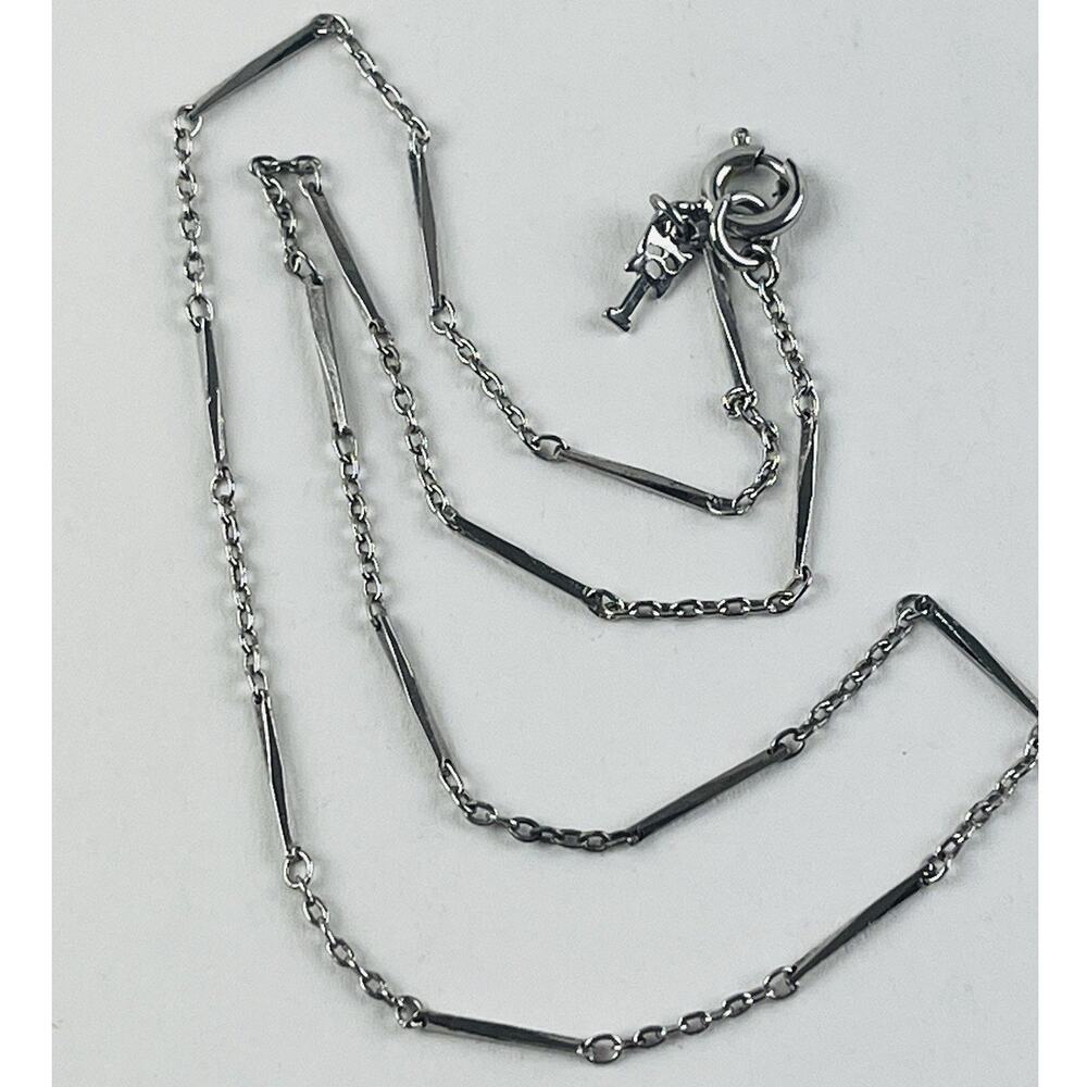 Crown Trifari Station Necklace Choker Silver Tone Dainty Logo Geometric Thin Ang